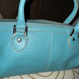 Chic Turquoise Leather Satchel
